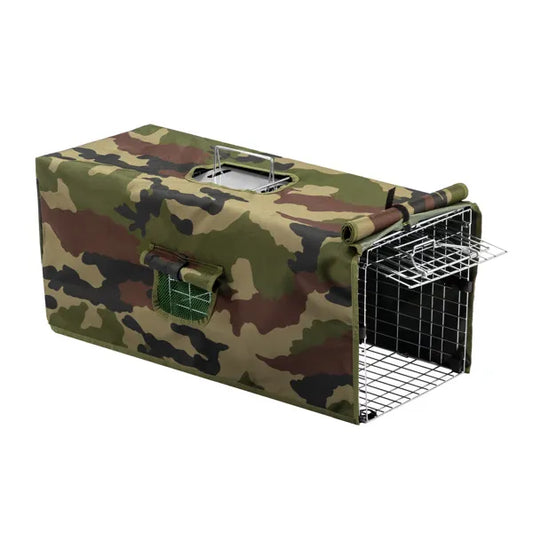 KFX-6777917 Humane 32in Live Animal Trap with Cover for Safe Outdoor Capture of Raccoons, Opossums, and More