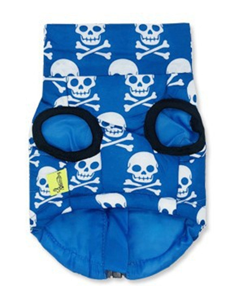 KFX-6778813 Blue Skull Padded Vest for Pets - Comfortable Cotton Leisure Wear in Sizes XS to XL