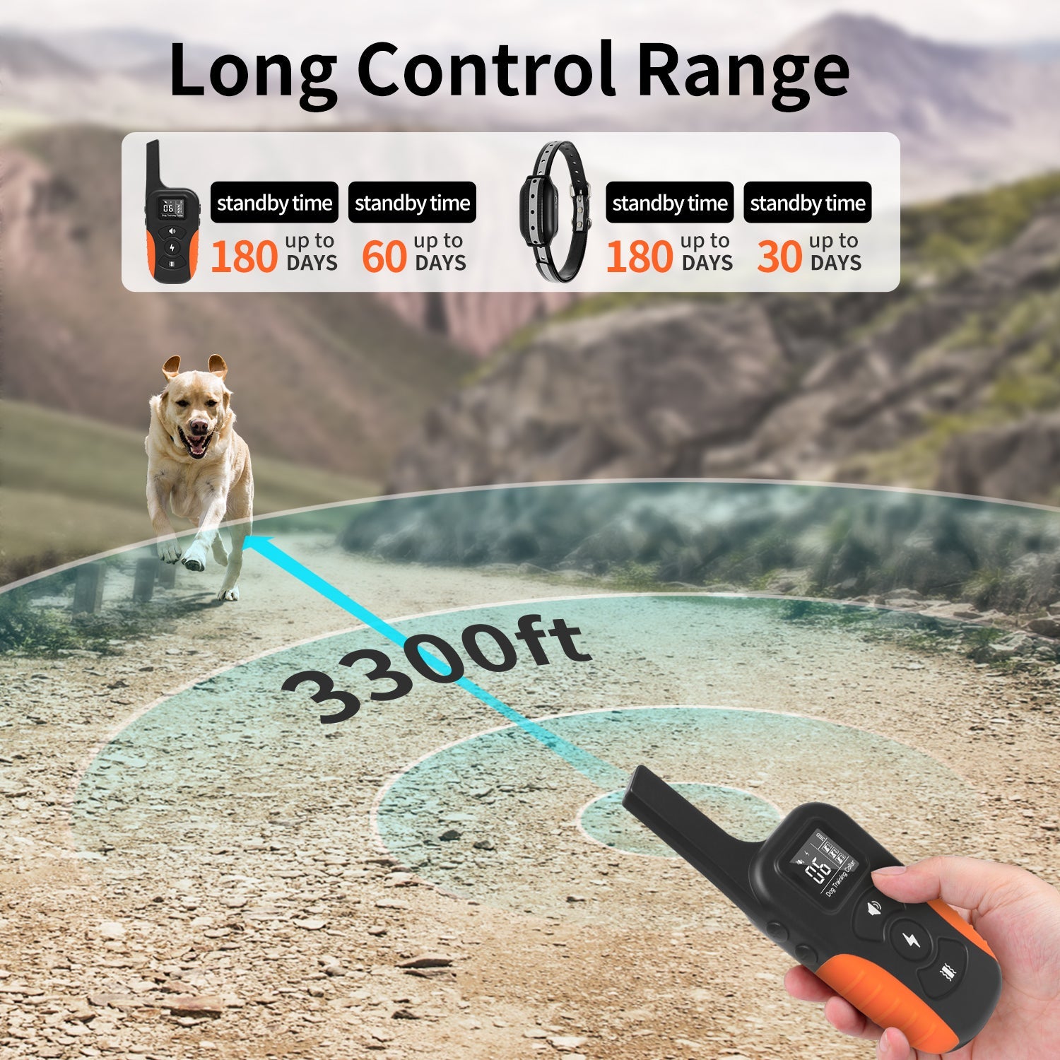 KFX-6781501 Waterproof Remote Dog Training Collar with Electric Shock, Vibration, and Beep Functions, Range Up to 1000 Meters