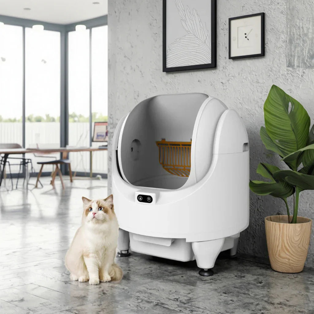KFX-678163 Automatic Self-Cleaning Cat Litter Box with APP Control - Extra Large, Durable Plastic, Odor-Free Design
