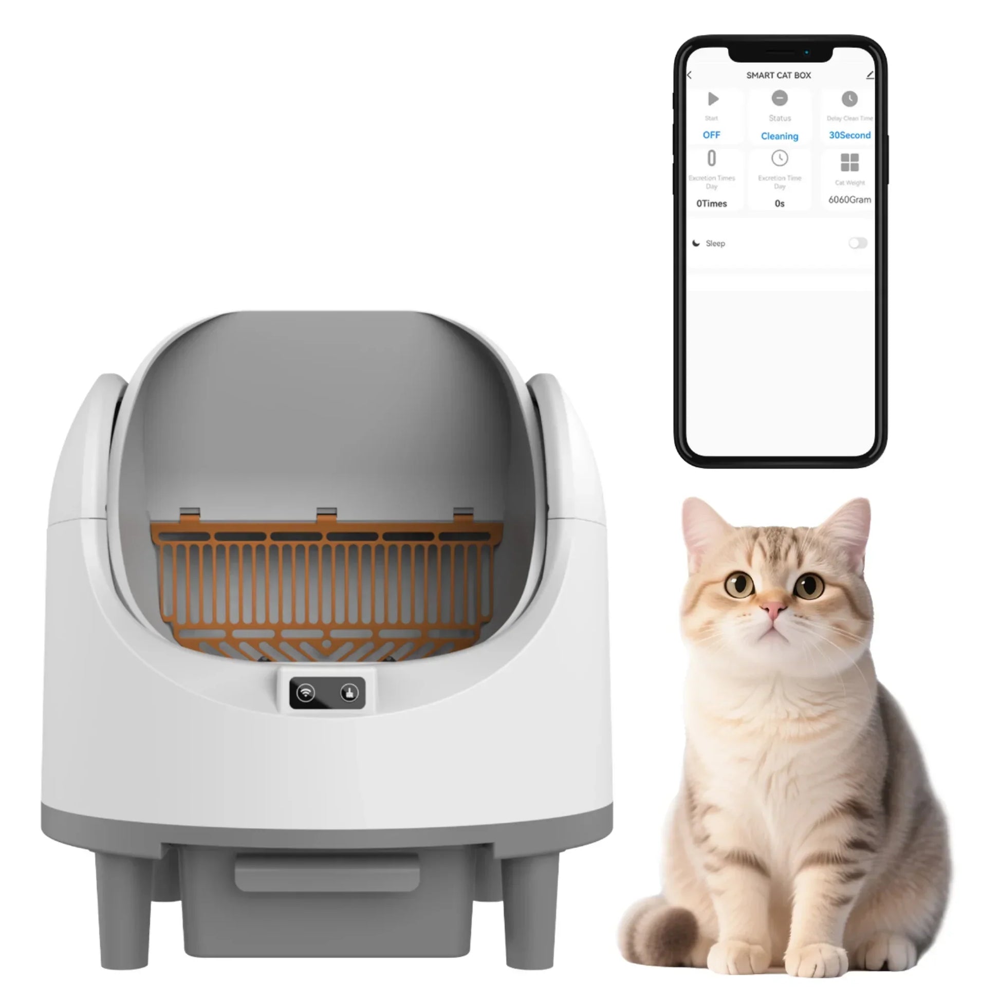 KFX-678163 Automatic Self-Cleaning Cat Litter Box with APP Control - Extra Large, Durable Plastic, Odor-Free Design