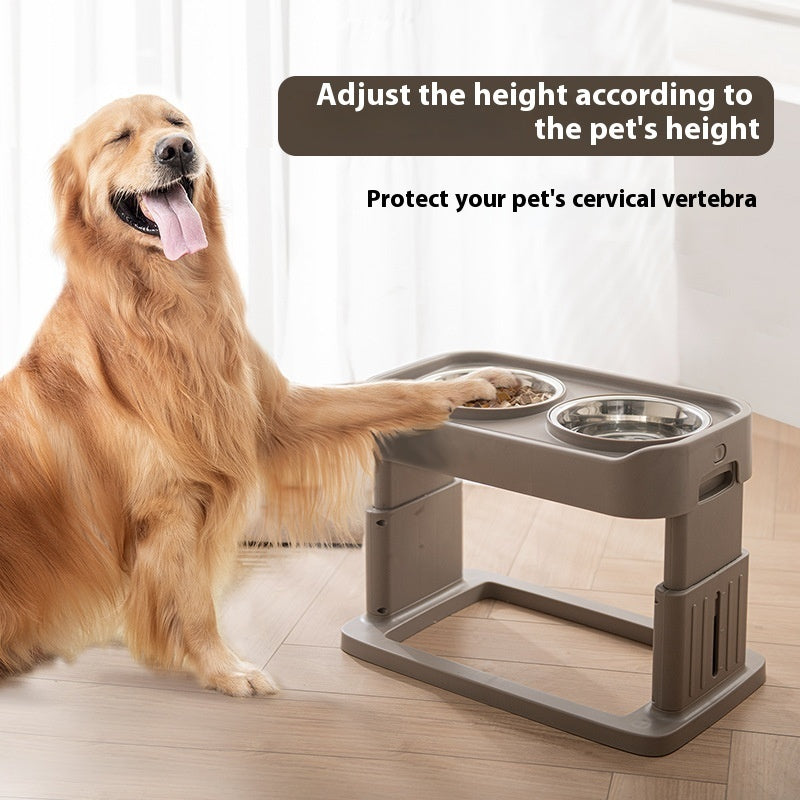 KFX-6784189 Elevated Stainless Steel Pet Bowls with Adjustable Height for Comfortable Dining