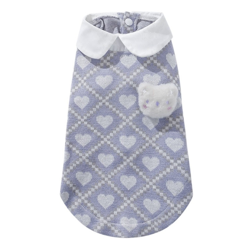KFX-6784573 Lightweight Summer Cat Shirt - Plush Bear Round-Neck in Pink & Purple, Multiple Sizes Available