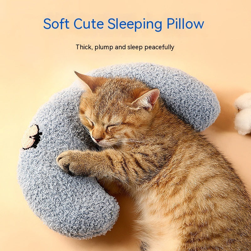 KFX-6784829 Cozy Cotton Plush Moon Pillow for Small Dogs - Light Yellow, White, Blue Options
