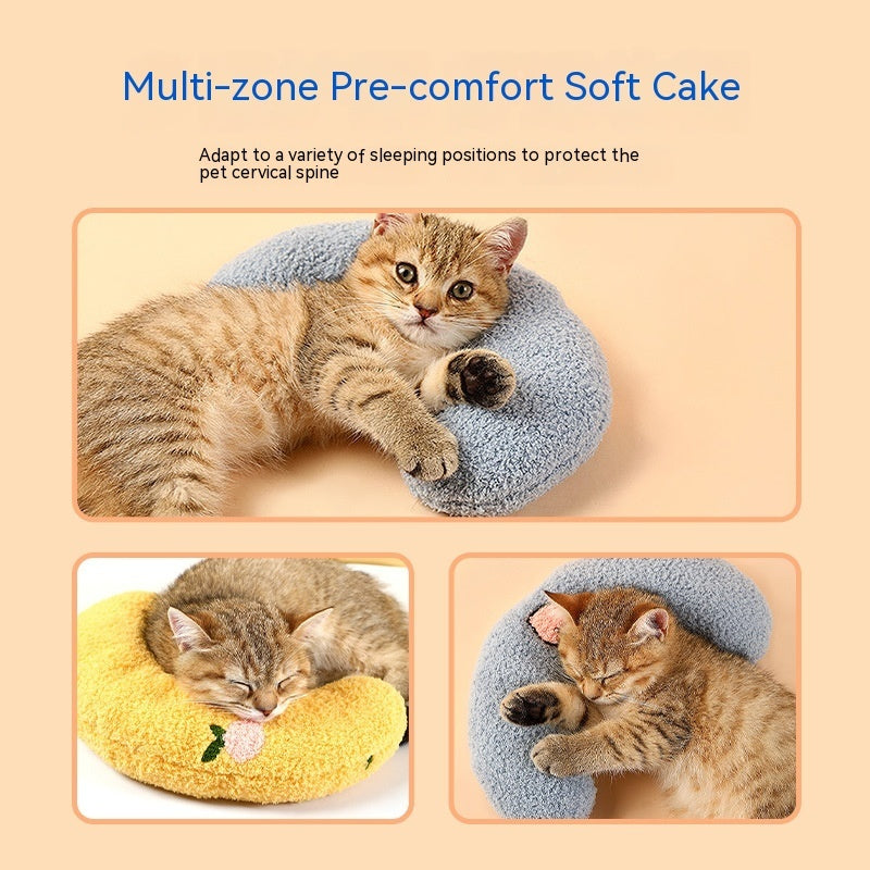 KFX-6784829 Cozy Cotton Plush Moon Pillow for Small Dogs - Light Yellow, White, Blue Options