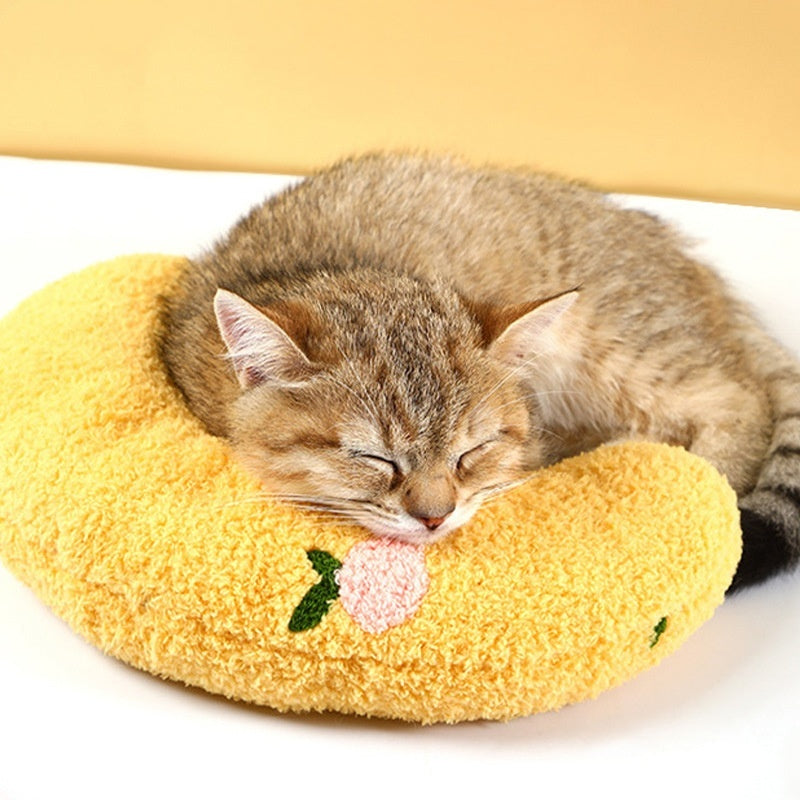 KFX-6784829 Cozy Cotton Plush Moon Pillow for Small Dogs - Light Yellow, White, Blue Options