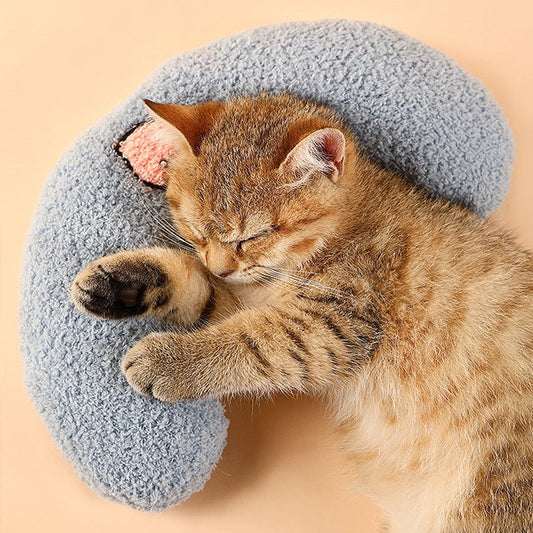 KFX-6784829 Cozy Cotton Plush Moon Pillow for Small Dogs - Light Yellow, White, Blue Options