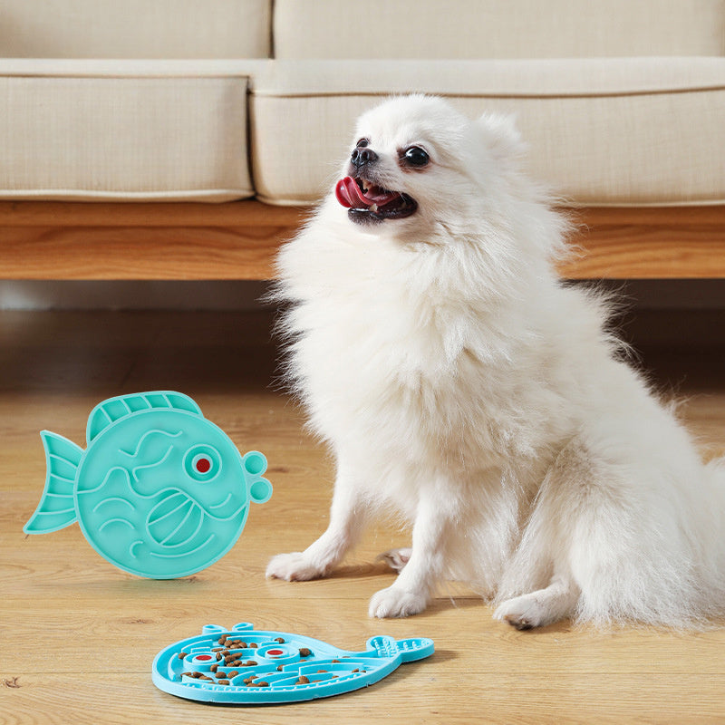 KFX-6785469 Slow Feeder Pet Bowl and Licking Pad for Dogs and Cats - TPR Material, Portable Design, 20x15x0.5CM