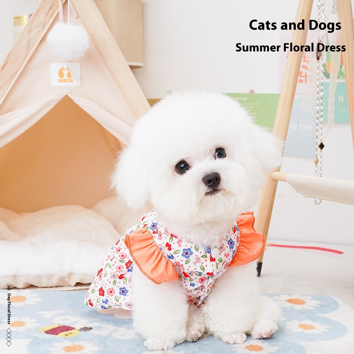 KFX-6786365 Anti-Lint Cotton Pet Skirt for Dogs in Yellow and Orange, Sizes S to 2XL