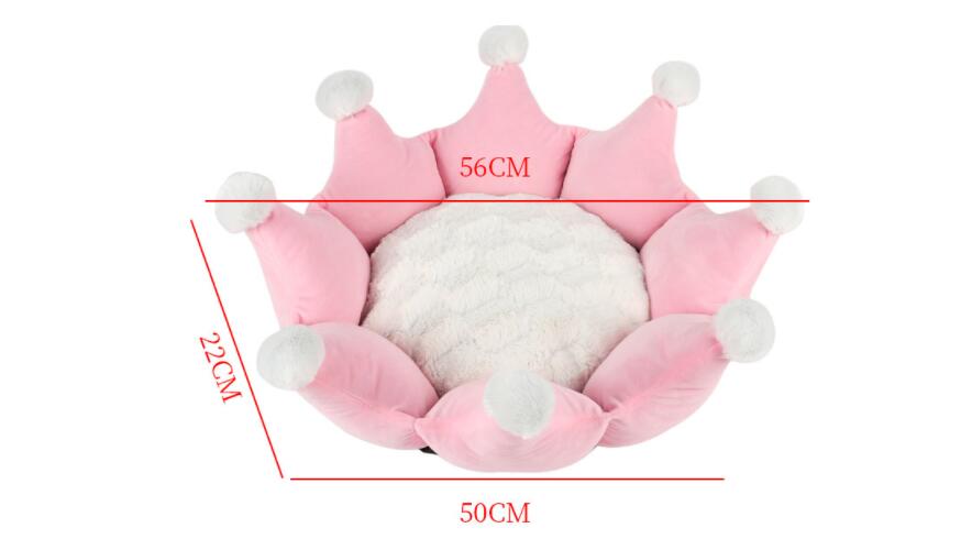 KFX-6788029 Removable Washable Crown Sleeping Nest for Pets - Soft Fluff Bed in Pink, Gray, Khaki