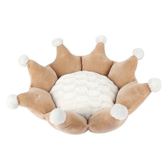KFX-6788029 Removable Washable Crown Sleeping Nest for Pets - Soft Fluff Bed in Pink, Gray, Khaki