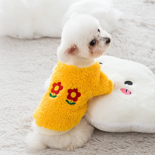KFX-6790333 Cozy Coral Flannel Sweater for Small Dogs and Cats - Perfect for Autumn and Winter