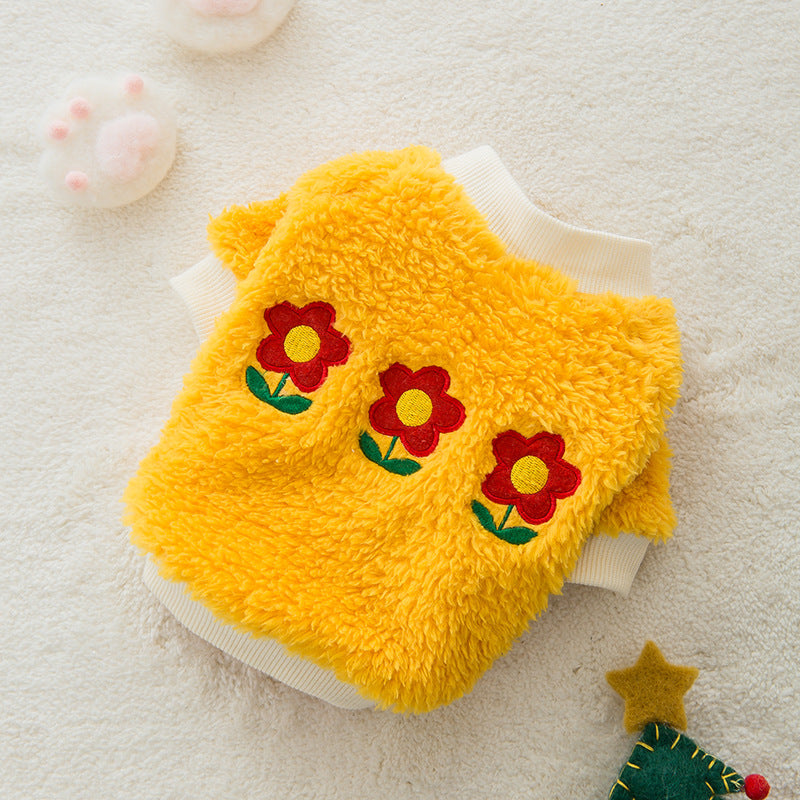 KFX-6790333 Cozy Coral Flannel Sweater for Small Dogs and Cats - Perfect for Autumn and Winter
