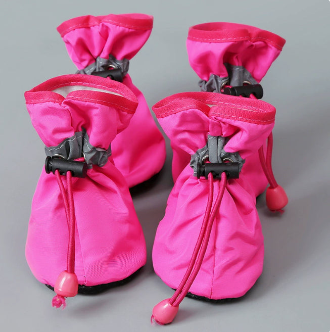KFX-6790589 Pet Soft Bottom Non-Slip Rain Boots for Dogs - Breathable Nylon Cloth, Adjustable Fit in Red, Blue, Black