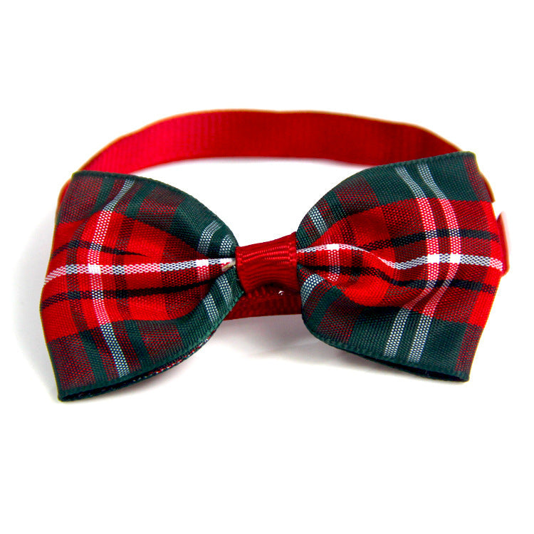 KFX-6791741 Pet Bow Tie Collar in Festive Red and Green for Dogs and Cats - Handcrafted for All Seasons