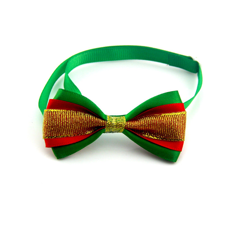 KFX-6791741 Pet Bow Tie Collar in Festive Red and Green for Dogs and Cats - Handcrafted for All Seasons