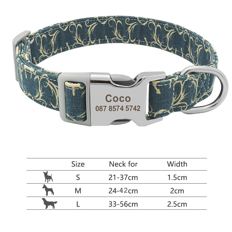 KFX-6795581 Personalized Adjustable Nylon Collar for Dogs and Cats in Various Colors and Sizes