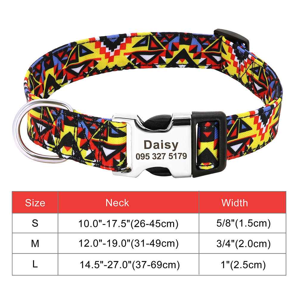 KFX-6795581 Personalized Adjustable Nylon Collar for Dogs and Cats in Various Colors and Sizes