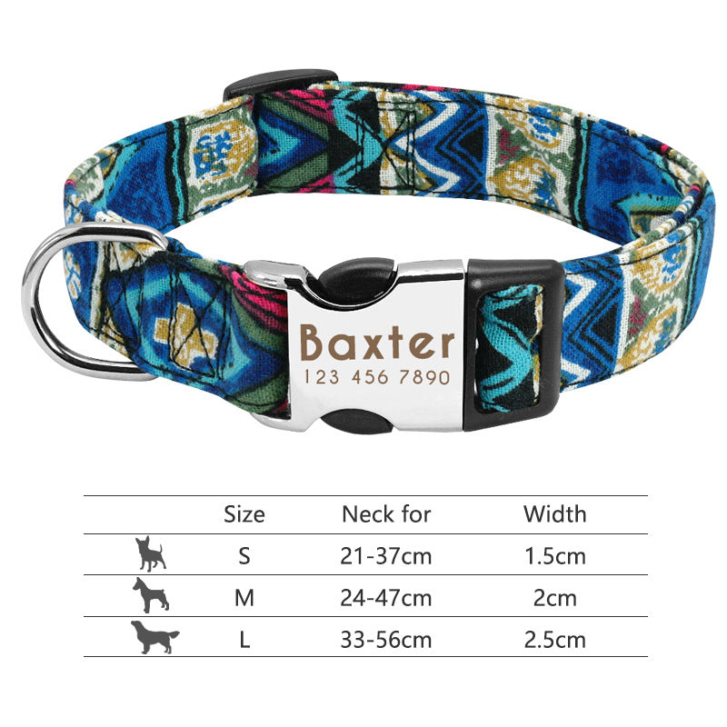KFX-6795581 Personalized Adjustable Nylon Collar for Dogs and Cats in Various Colors and Sizes