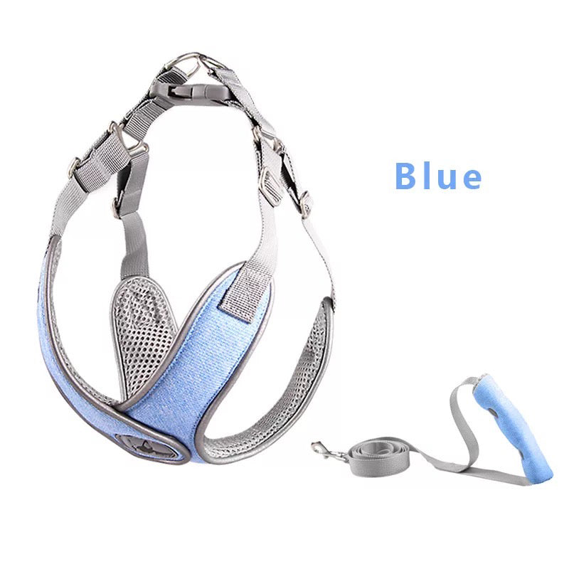 KFX-6798781 Breathable Fabric Pet Chest Strap for Small & Medium Dogs with Traction Rope in Multiple Colors