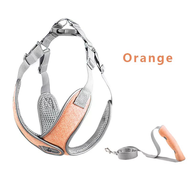 KFX-6798781 Breathable Fabric Pet Chest Strap for Small & Medium Dogs with Traction Rope in Multiple Colors