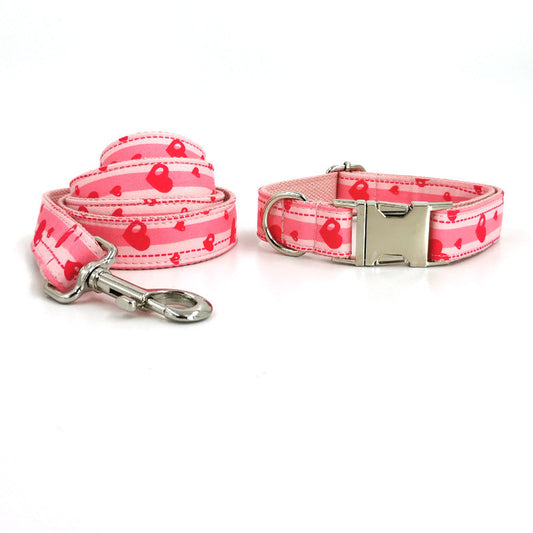 KFX-6799293 Comfortable Cloth Dog Collar and Leash Set in Multiple Sizes