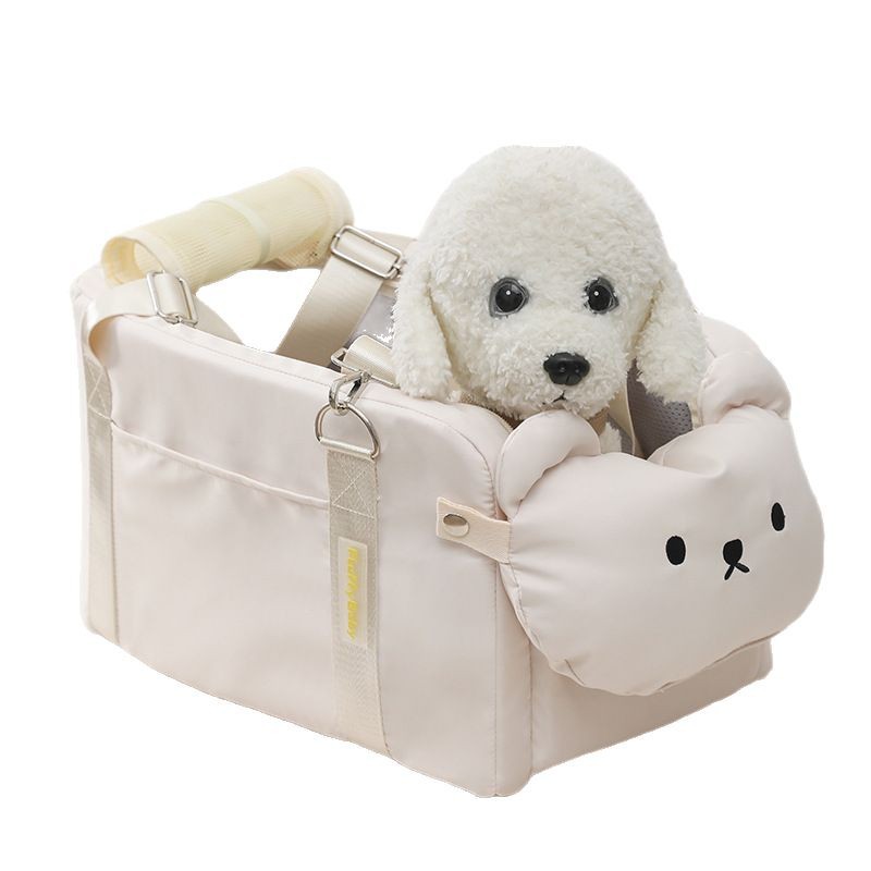 KFX-6799549 Portable Cartoon Pet Bag for Small Dogs and Cats - Soft Polyester Travel Carrier in Beige
