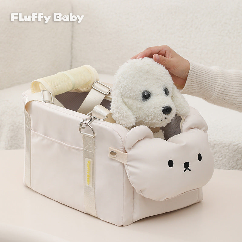 KFX-6799549 Portable Cartoon Pet Bag for Small Dogs and Cats - Soft Polyester Travel Carrier in Beige
