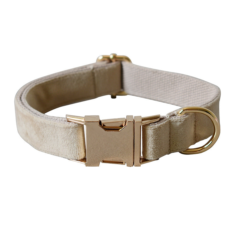 KFX-6800957 Nude Velvet Dog Collar with Bow - Casual Polyester Design for All Seasons