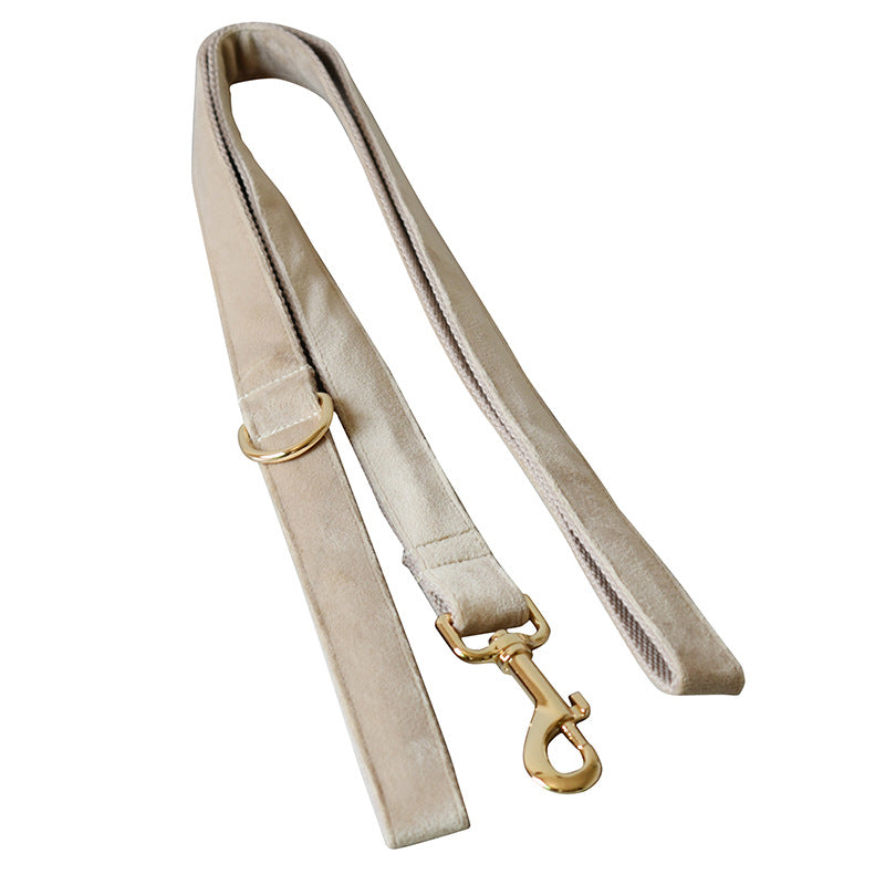KFX-6800957 Nude Velvet Dog Collar with Bow - Casual Polyester Design for All Seasons
