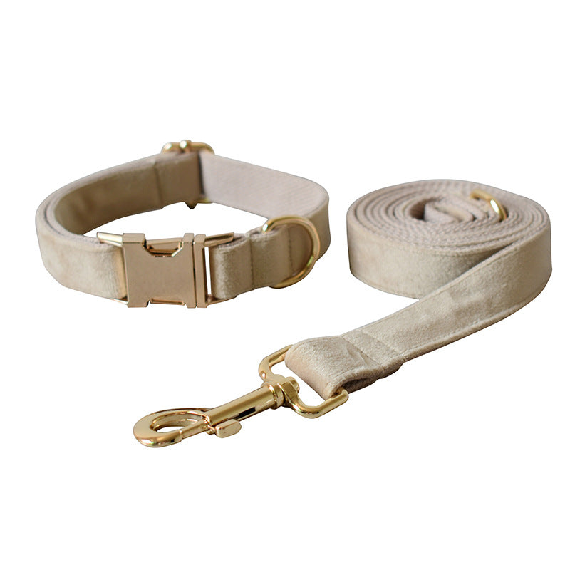 KFX-6800957 Nude Velvet Dog Collar with Bow - Casual Polyester Design for All Seasons