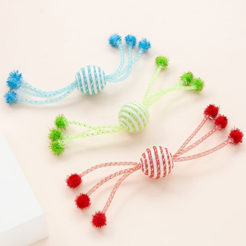 KFX-6802749 Interactive Cat Toy with Teasing Ropes and Bite-Resistant Wool Ball