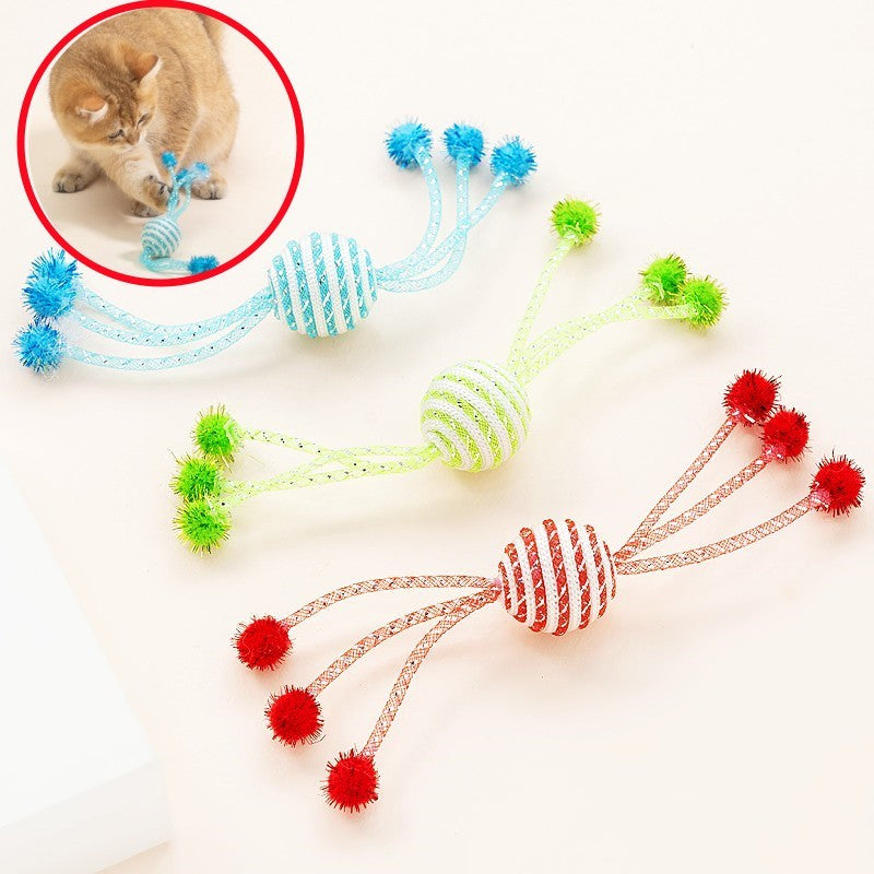 KFX-6802749 Interactive Cat Toy with Teasing Ropes and Bite-Resistant Wool Ball