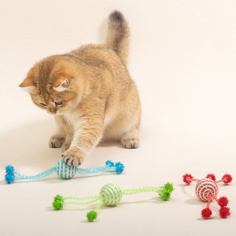 KFX-6802749 Interactive Cat Toy with Teasing Ropes and Bite-Resistant Wool Ball