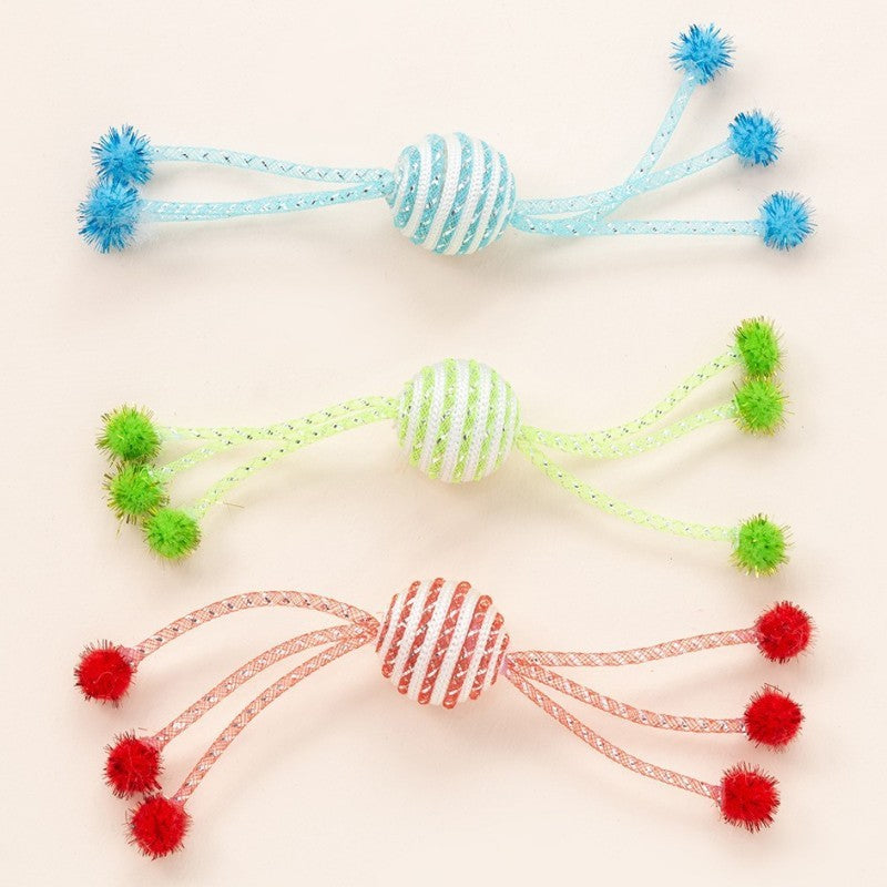 KFX-6802749 Interactive Cat Toy with Teasing Ropes and Bite-Resistant Wool Ball