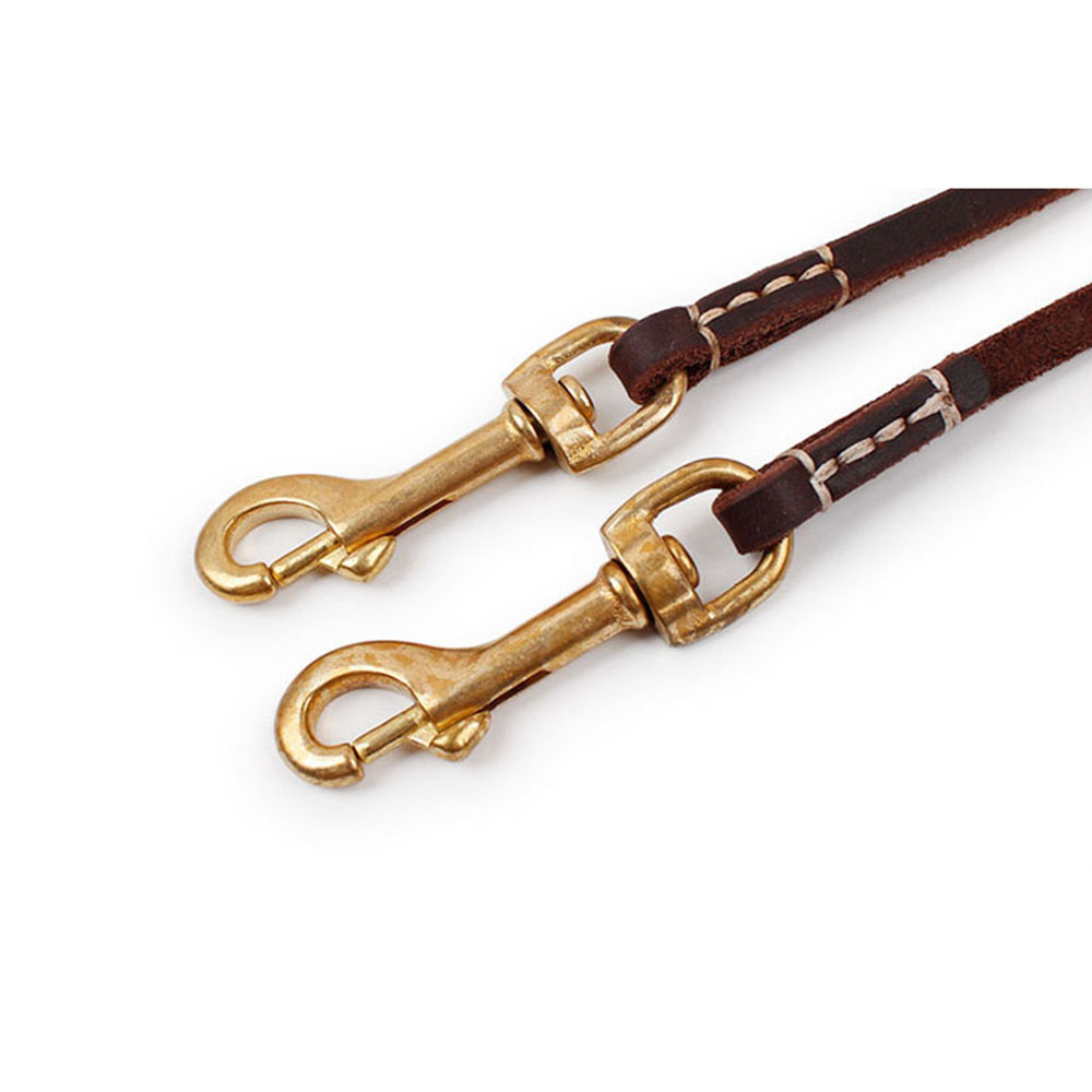 KFX-6805053 Handmade Genuine Leather Dog Leash with Durable Copper Hardware for Small and Medium Dogs