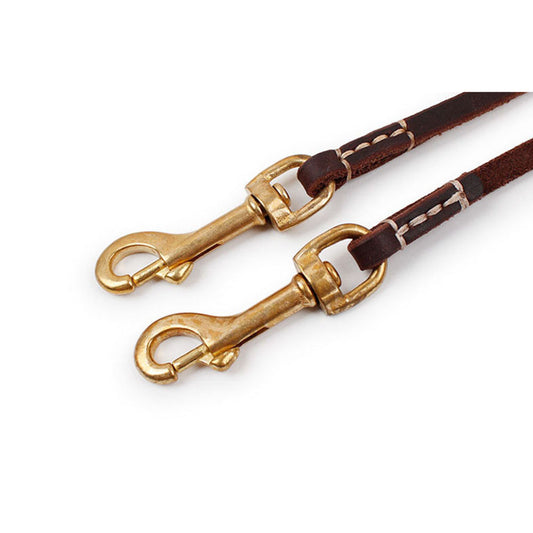 KFX-6805053 Handmade Genuine Leather Dog Leash with Durable Copper Hardware for Small and Medium Dogs