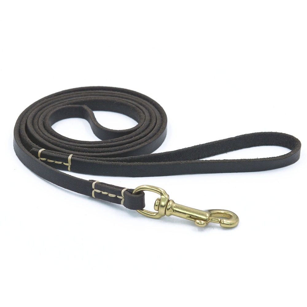 KFX-6805053 Handmade Genuine Leather Dog Leash with Durable Copper Hardware for Small and Medium Dogs