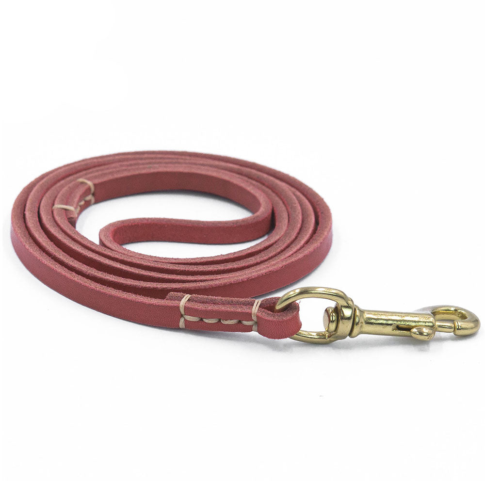 KFX-6805053 Handmade Genuine Leather Dog Leash with Durable Copper Hardware for Small and Medium Dogs
