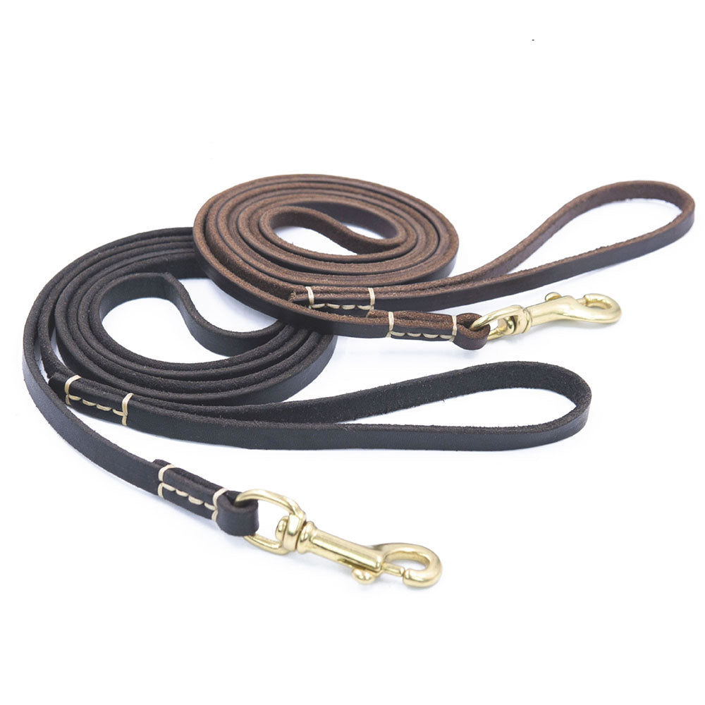 KFX-6805053 Handmade Genuine Leather Dog Leash with Durable Copper Hardware for Small and Medium Dogs
