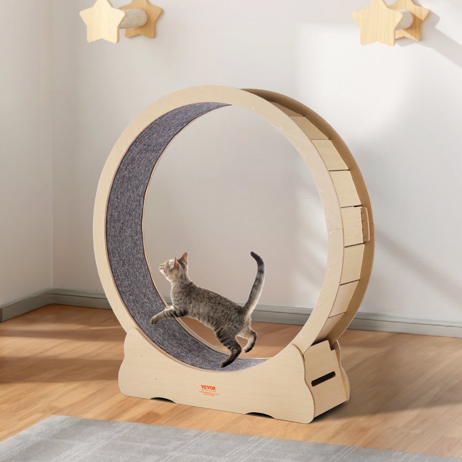 KFX-6806077 Large Wooden Cat Exercise Wheel - 52 Inch Cat Treadmill for Indoor Fitness and Energy Release