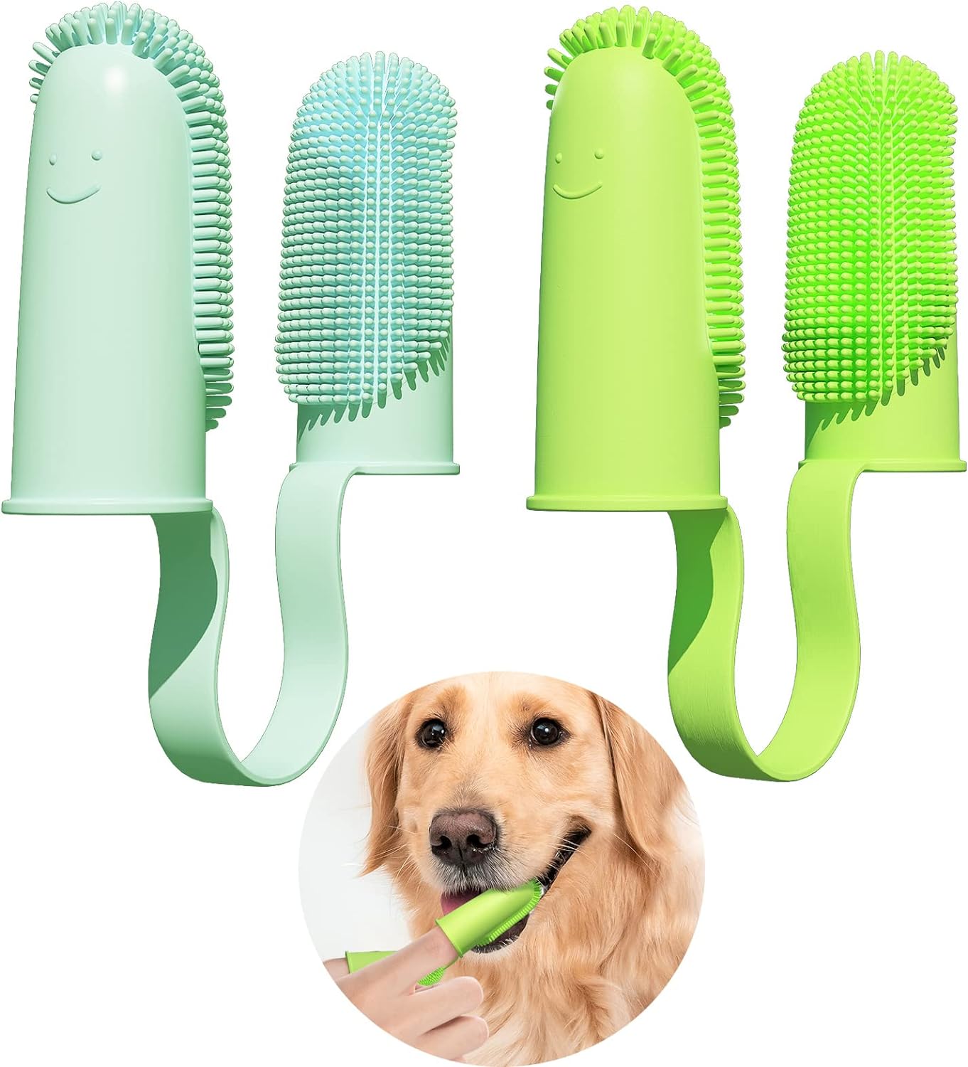 KFX-6806717 Double Finger Dog Toothbrush Kit with 800 Soft Bristles for Effective Pet Dental Care