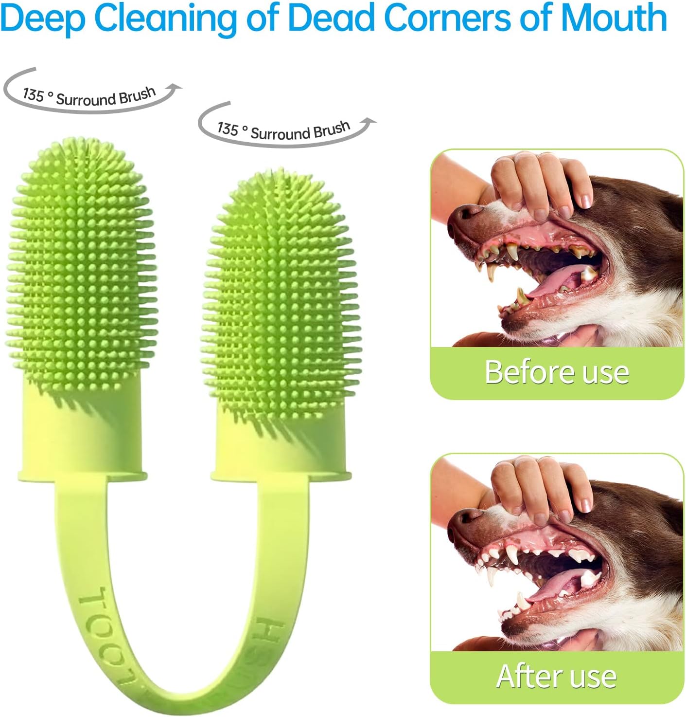 KFX-6806717 Double Finger Dog Toothbrush Kit with 800 Soft Bristles for Effective Pet Dental Care