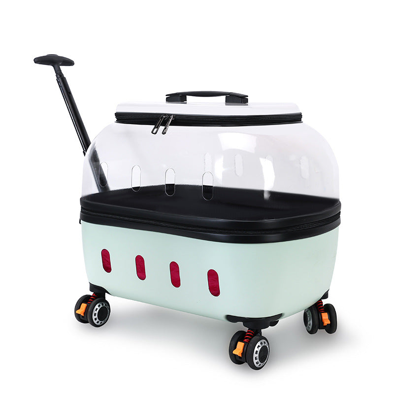 KFX-6807485 Transparent Pet Trolley Bag for Cats and Dogs - Lightweight and Durable Design, Ideal for Travel