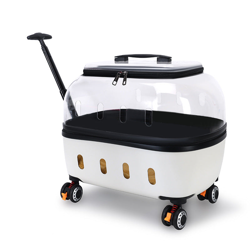 KFX-6807485 Transparent Pet Trolley Bag for Cats and Dogs - Lightweight and Durable Design, Ideal for Travel