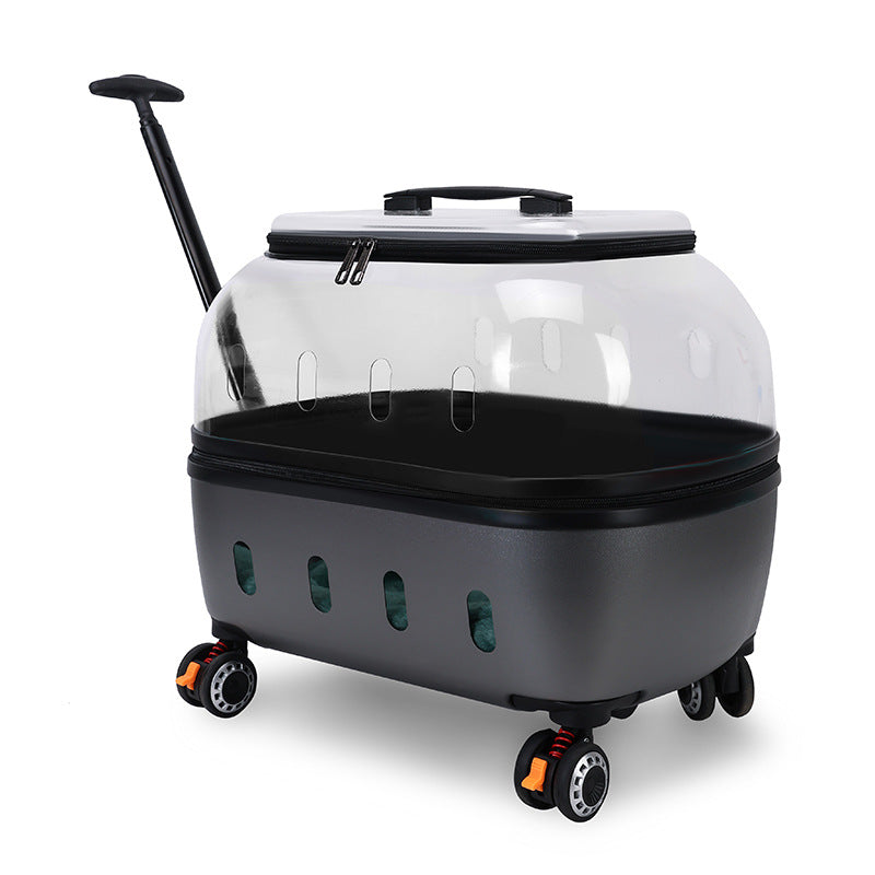 KFX-6807485 Transparent Pet Trolley Bag for Cats and Dogs - Lightweight and Durable Design, Ideal for Travel