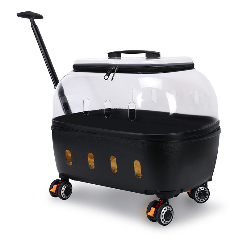 KFX-6807485 Transparent Pet Trolley Bag for Cats and Dogs - Lightweight and Durable Design, Ideal for Travel