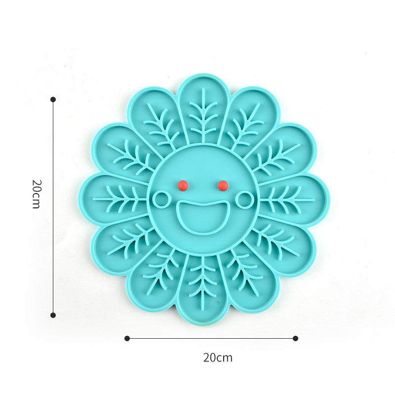 KFX-6809021 Silicone Flower-Shaped Licking Mat for Cats and Dogs - Slow Feeder Pet Dinner Plate