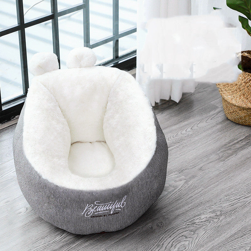 KFX-6809277 Cozy Rabbit Ear Cat & Small Dog House - Soft Cloth Pet Nest in White or Pink