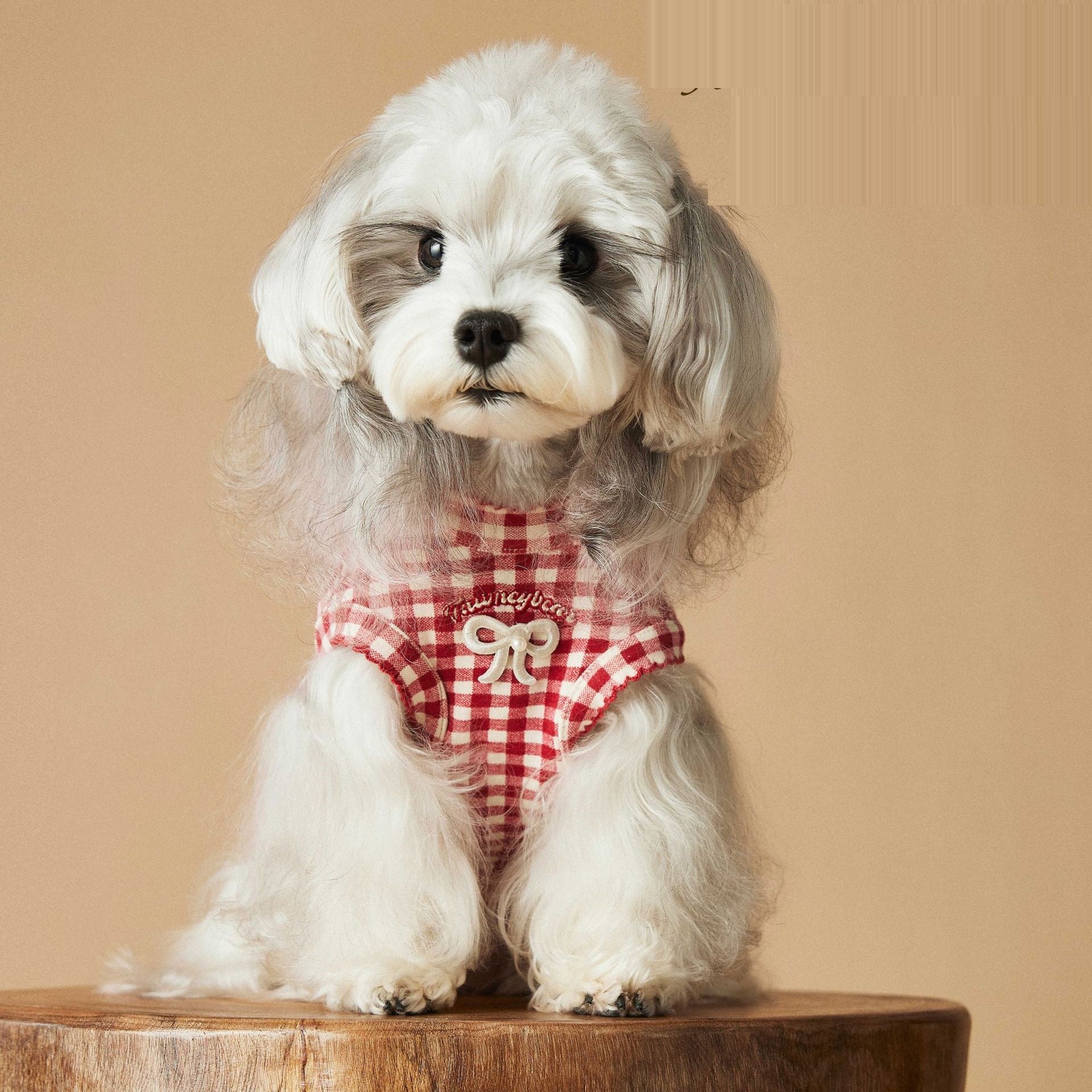 KFX-6810813 Casual Red Plaid Sleeveless Vest for Puppies - Maltese and Schnauzer
